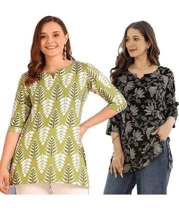 AK FASHION MALL Women Cotton Blend Printed A-line Kurti ( Blue )