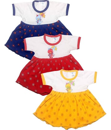 INFANT Pack of 3 Baby Girls 100% Cotton Frocks ( Multi )