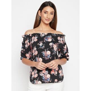PURYS Women Multicolor Printed Off Shoulder Top