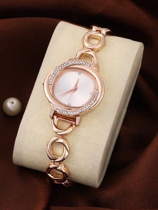 The Luraith-Gem Round Watch - Champayne Gold-Watches