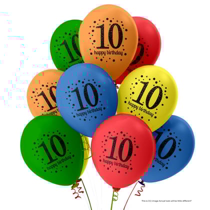 30 Pack Happy 10th Birthday Balloons (Multicolor)