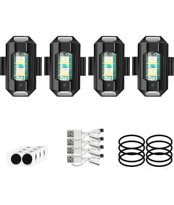 Bike Helmet Warning Lights Safe Helmet USB Rechargeable With 7Colors strobe light for 2LEDS 7colors Warning Rear Light for Motorcycles, Pack  of 4