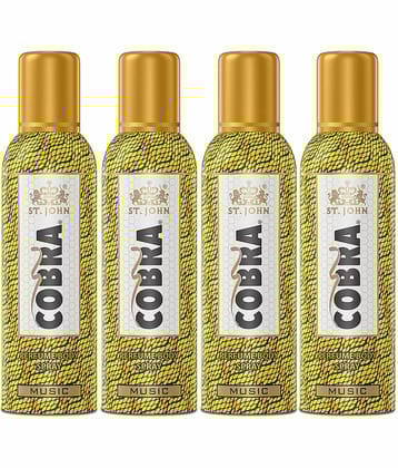 ST.JOHN Cobra No Gas Music Perfume Deodorant Body Spray For Men 100ml Each (400ml) - Pack of 4