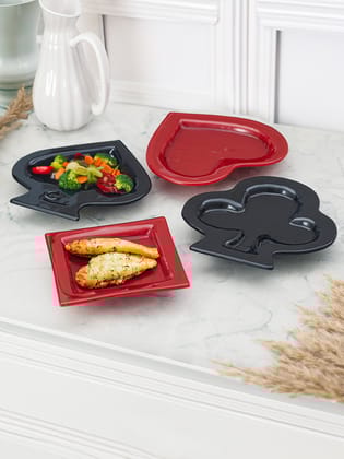 Designer Glass Playing Card Platter- Red & Black