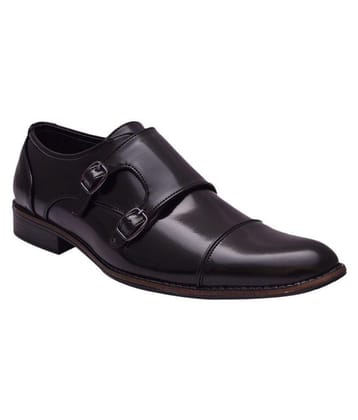 Sir Corbett Monk Strap Artificial Leather Black Formal Shoes - 8