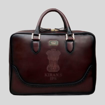 Bespoke Dark Brown Laser Brogue Detailing Leather Laptop Office Briefcase With Extra Compartment By Brune & Bareskin-FS