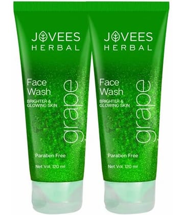 Jovees Herbal Grape Face Wash For Brighter & Glowing Skin For All Skin Types, 120ml (Pack of 2)