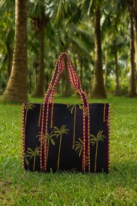 Handblock Printed Quilted Tote Bag without zip/button 17x18x 6 inches