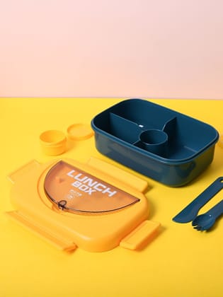 Sunny Yellow Lunch Set: 1 Spoon, 1 Fork & 1 Box