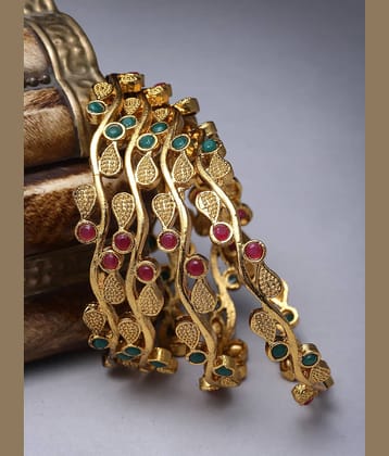 Sukkhi Red Bangle Set ( Pack of 4 )