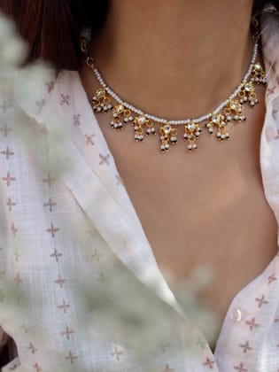 Ursa Green Kundan Choker Necklace-Green