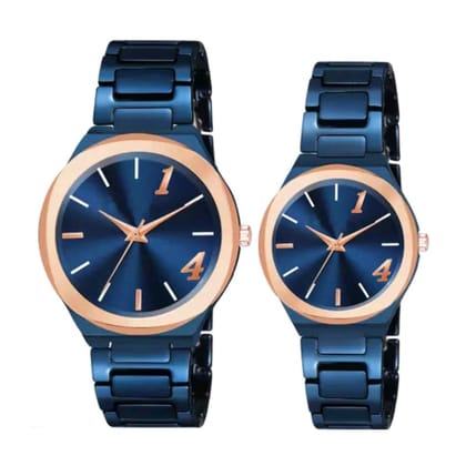 Blue Men and Women CD Lok Analog Couple Watch Set – Stylish Matching Watches for Couples