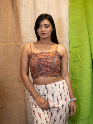 Kalamkari Sleeveless Blouse-M
