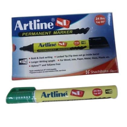 Artline ND Permanent Marker Pack of 10 (Green Colours) | For Writing On Various Surfaces Such As Paper, Cardboard, Plastic, Metal, Glass, & More