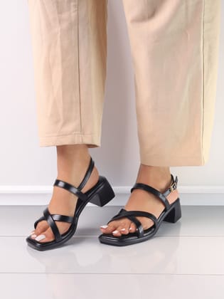 Clara Black Block Heels-Black / 36
