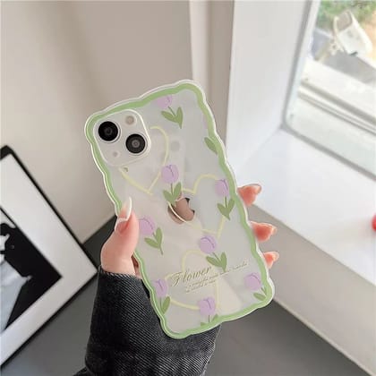 Green Floral Wavy Colorful Border Case-iPhone 14 Pro Max