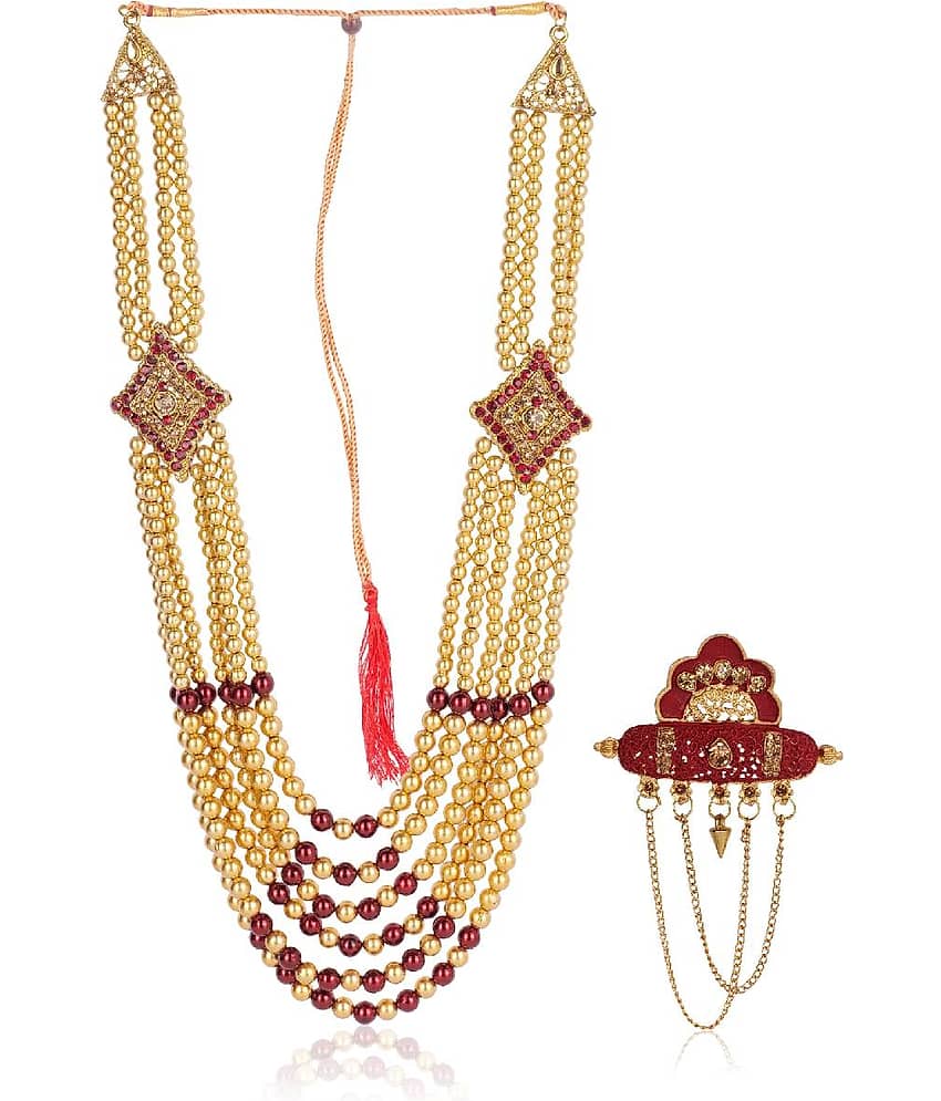 Dulha groom sherwani Necklace/Moti Mala for Men for wedding | Groom Mala and Brooch Set