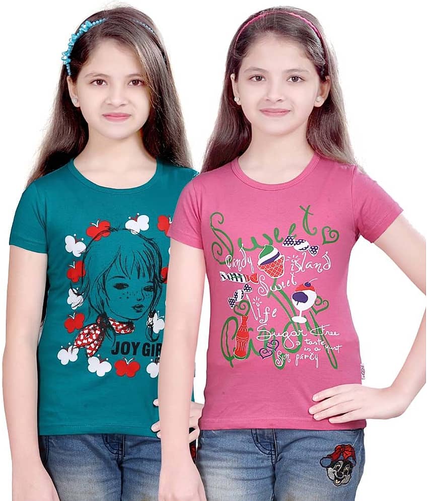 Sini Mini Pack of 2 Girls 100% Cotton Combos ( Blue )