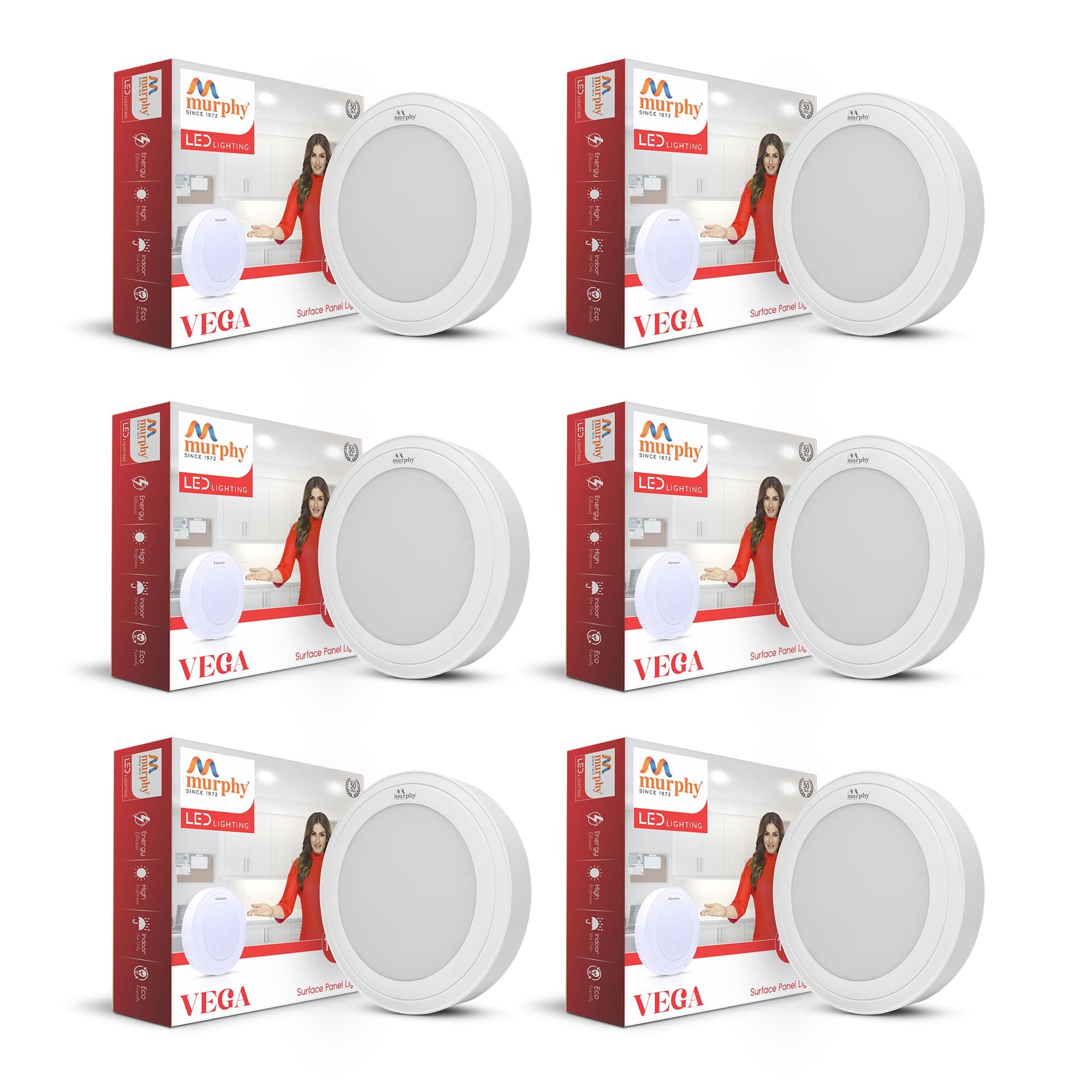 Murphy 15W Vega Round Surface Panel Light-Warm White / Pack of 6