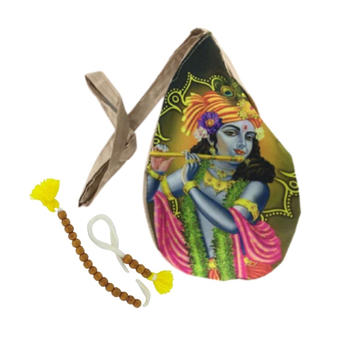 MAYAPURI Krishna Printed Chanting Bag/Japa Bag/Bead Bag with Sakshi Mala Counter