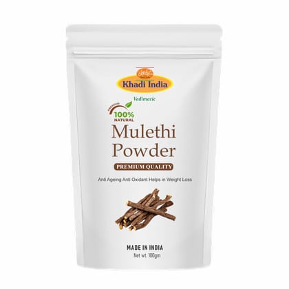 Khadi 100% Natural Pure Mulethi Powder | Yashimadhu | Liquorice | Glycyrrhiza glabra | For hair and Skin care (Zipper Pouch), Fresh (100gm., MULETHI) Khadi 100% Natural Pure Mulethi Powder | Yashimadhu | Liquorice | Glycyrrhiza glabra | For hair and Skin