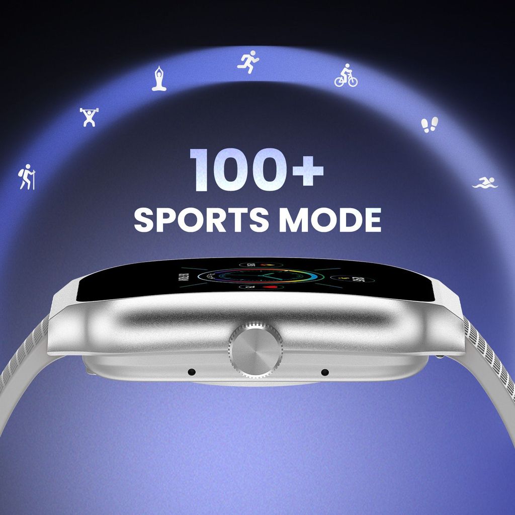 CELLECOR E3 Rise 2.01" HD Curved Display Smart Watch, Bluetooth Calling, 100+ Watch Faces, 100+ Sports Modes, Health Suite, Voice Assistance (Silver Grey)