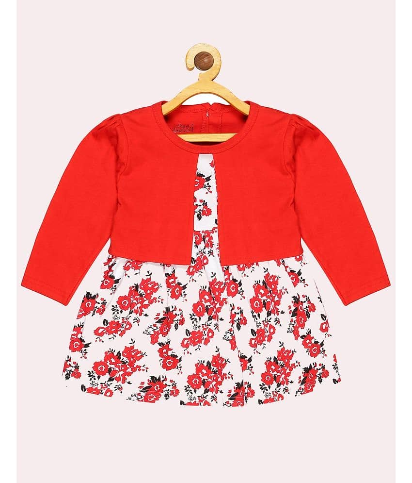 Babeezworld Cotton Frock For Girls ( Pack of 1 , Red )