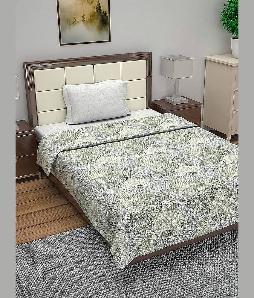 DIVINE CASA Single Cotton Green Floral Dohar