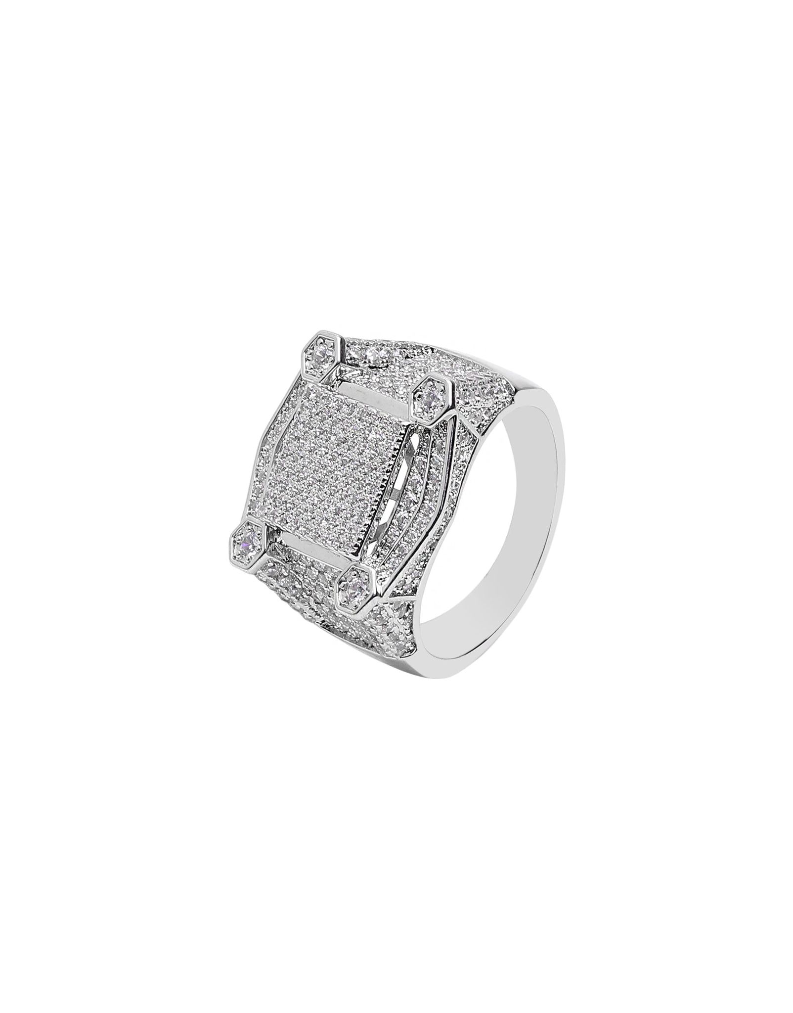 Punk Style Rapper Iced Out Ring-8 / Silver