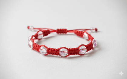 Unisex Red Threaded Bead Bracelet for Men and Women