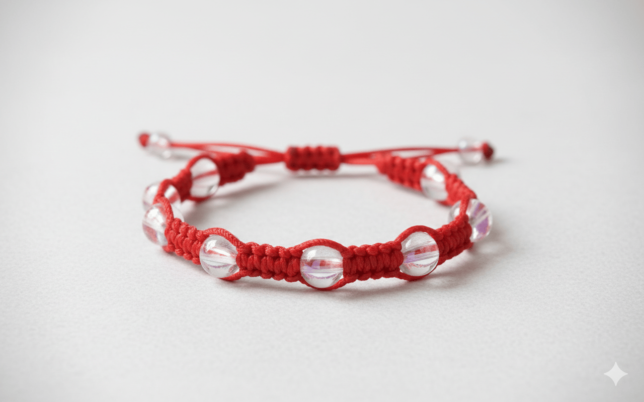 Unisex Red Threaded Bead Bracelet for Men and Women
