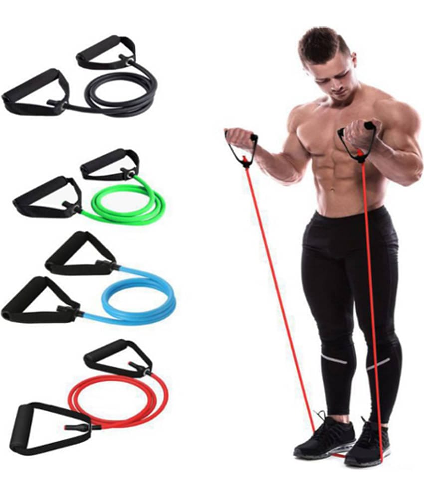 Single Toning Tube Pull Rope Elastic Resistance Bands Fitness Rope Rubber Bands for Fitness Exercise- For Men And Women (Multicolor)