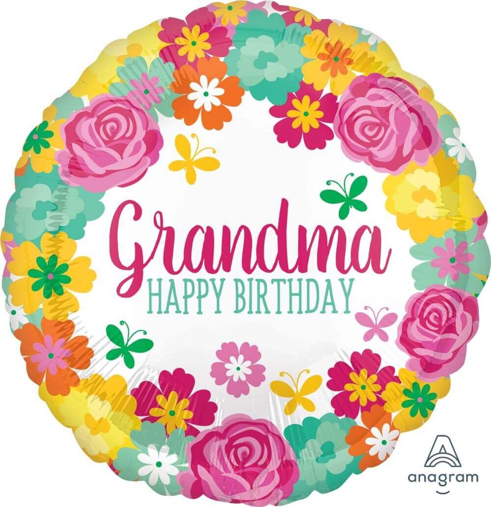 Wanna Party HaPPy Birthday Grandma Floral Balloons 18" S40-1PC - Party and Festive Needs | Buy online on ZillyBuy