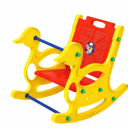 Kids Plastic Baby Rocker Chair with Duck Design | Sturdy Indoor Rocking Toy with Handle & Backrest | Safe & Durable Toddler Rocker for Boys & Girls (Duck Small, Yellow/Red)