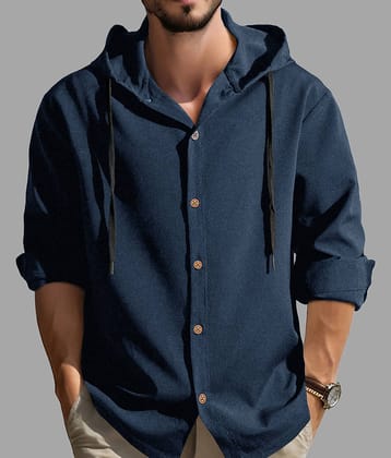 Eyebogler Poly Cotton Relaxed Fit Popcorn Textured Full Sleeves Men's Casual Shirt - Grey ( Pack of 1 )