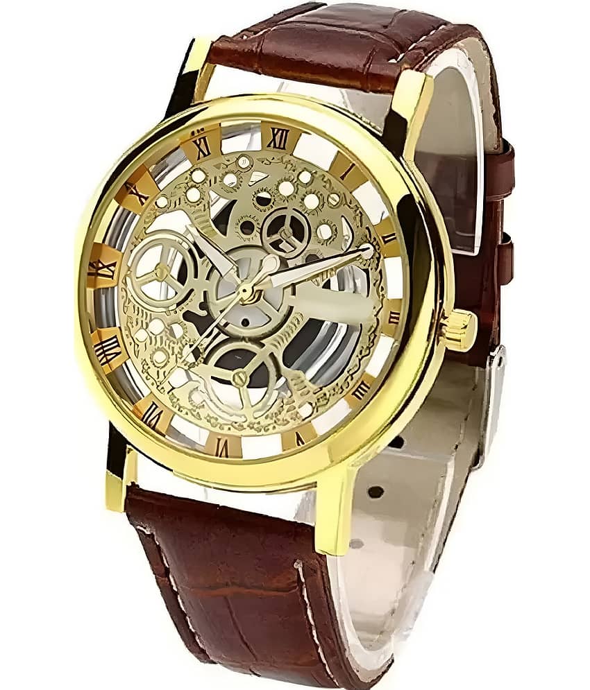 Viser Brown Leather Analog Womens Watch