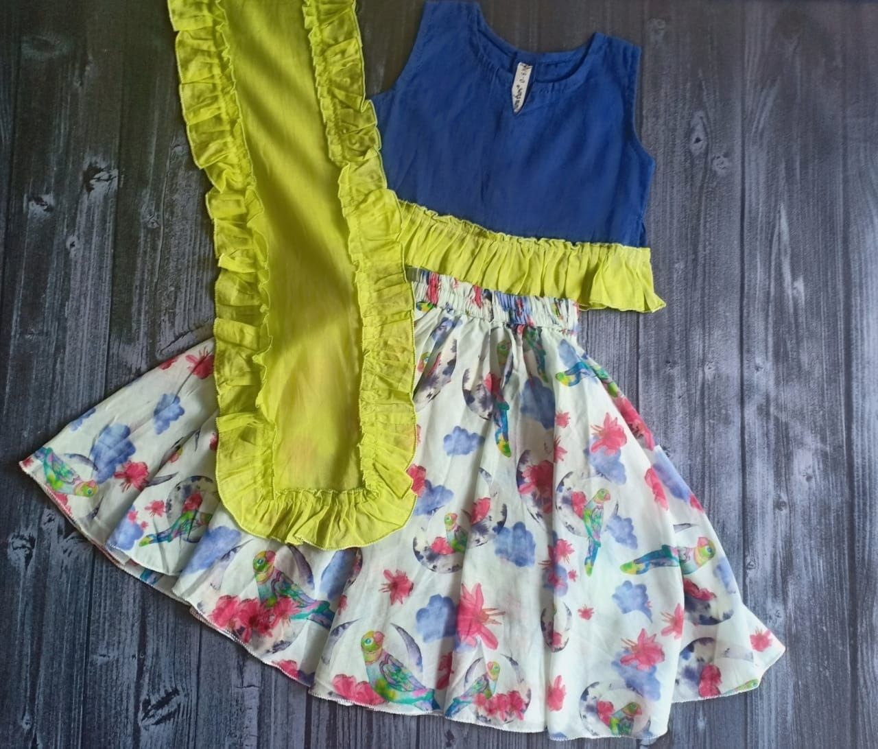 Cotton Malmal Lehenga Set | Mitthu Moon-0-6m