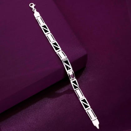 Men’s Square Cut Sterling Silver Bracelet-None / Silver