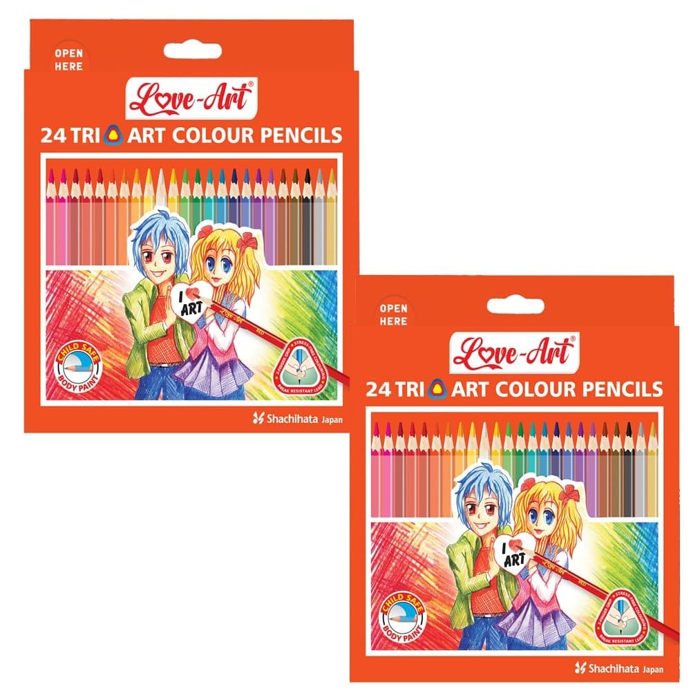 Artline Triart Colour Pencils Pack Of 24 in Quantity 2 | Excellent Colour Mixing And Blending | Child Safe