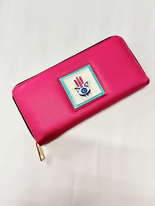 Pink Hamsa Handcrafted Lippan Art Wallet