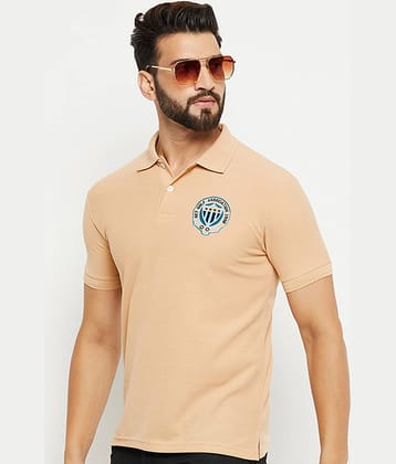 GET GOLF Pack of 1 Cotton Blend Regular Fit Solid Half Sleeves Men's Polo T Shirt ( Beige )