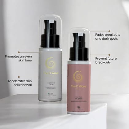 The D Wave Revival Duo | Plumping Gel Crème  | Age Freeze Crème | 30ml each | Intense hydration Crème | Prevents glycation | Reducing fine lines and wrinkles | Enhances skin elasticity | Even-toned