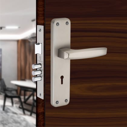 S-GUARD Iron Mortise Handle Lock for Main Door, Bedroom, Main Gate Heavy Duty-70MM Double Turn Lock-8 Inch-Punch Silver