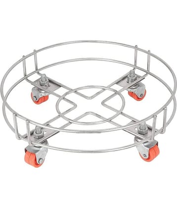 Home Lane Silver Stainless Steel Cylinder Trolley ( Pack of 1 )