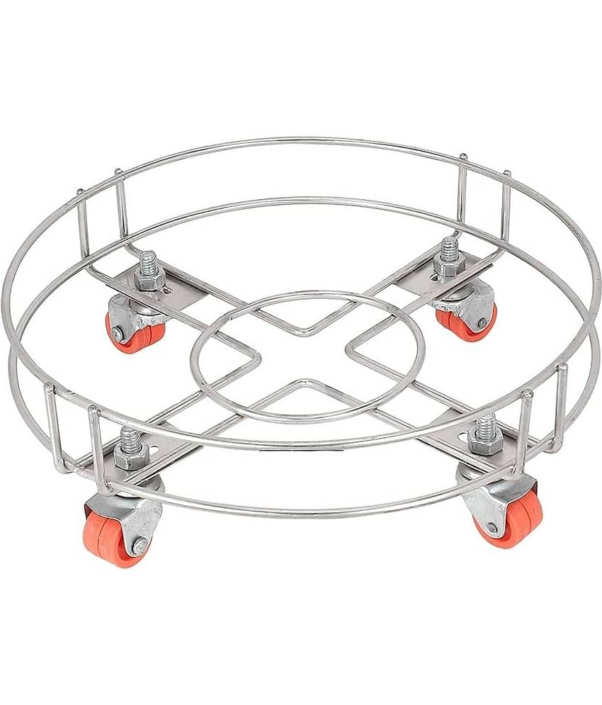 Home Lane Silver Stainless Steel Cylinder Trolley ( Pack of 1 )