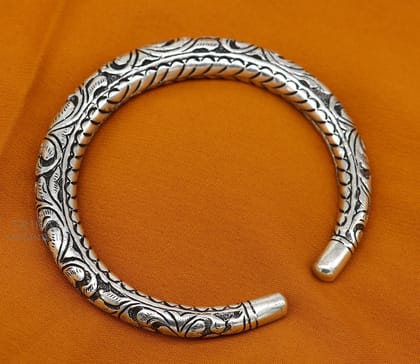 925 Sterling silver handmade fabulous chitai work customized bangle bracelet kada with pearl unisex personalized tribal jewelry nsk450