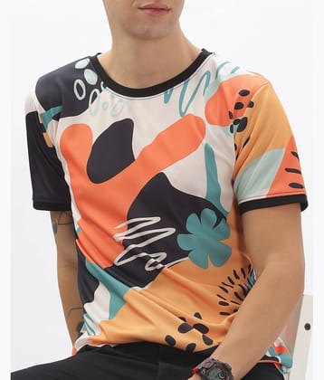 FABRIPPLE Polyester Regular Fit Printed Half Sleeves Men's Round T-Shirt - Multicolor ( Pack of 1 )