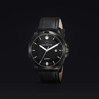 Carlington Elite Gents Water Resistant Genuine Leather Strap With Date Display