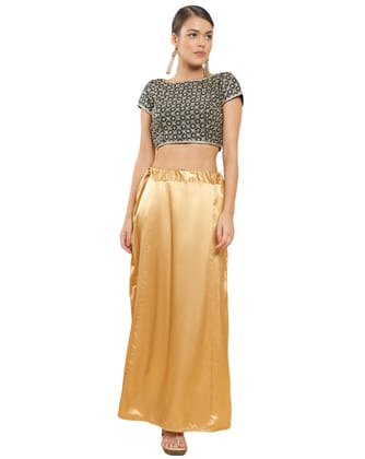 Women's Silk Solid Free Size Petticoat (Gold)