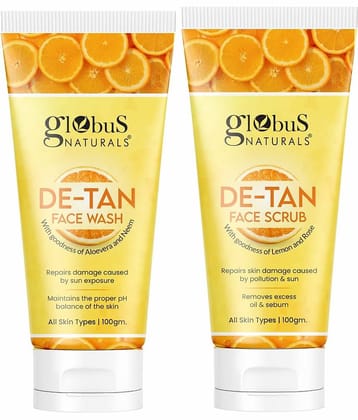 Globus Naturals DeTan Face Wash, 100gm (Pack of 2)